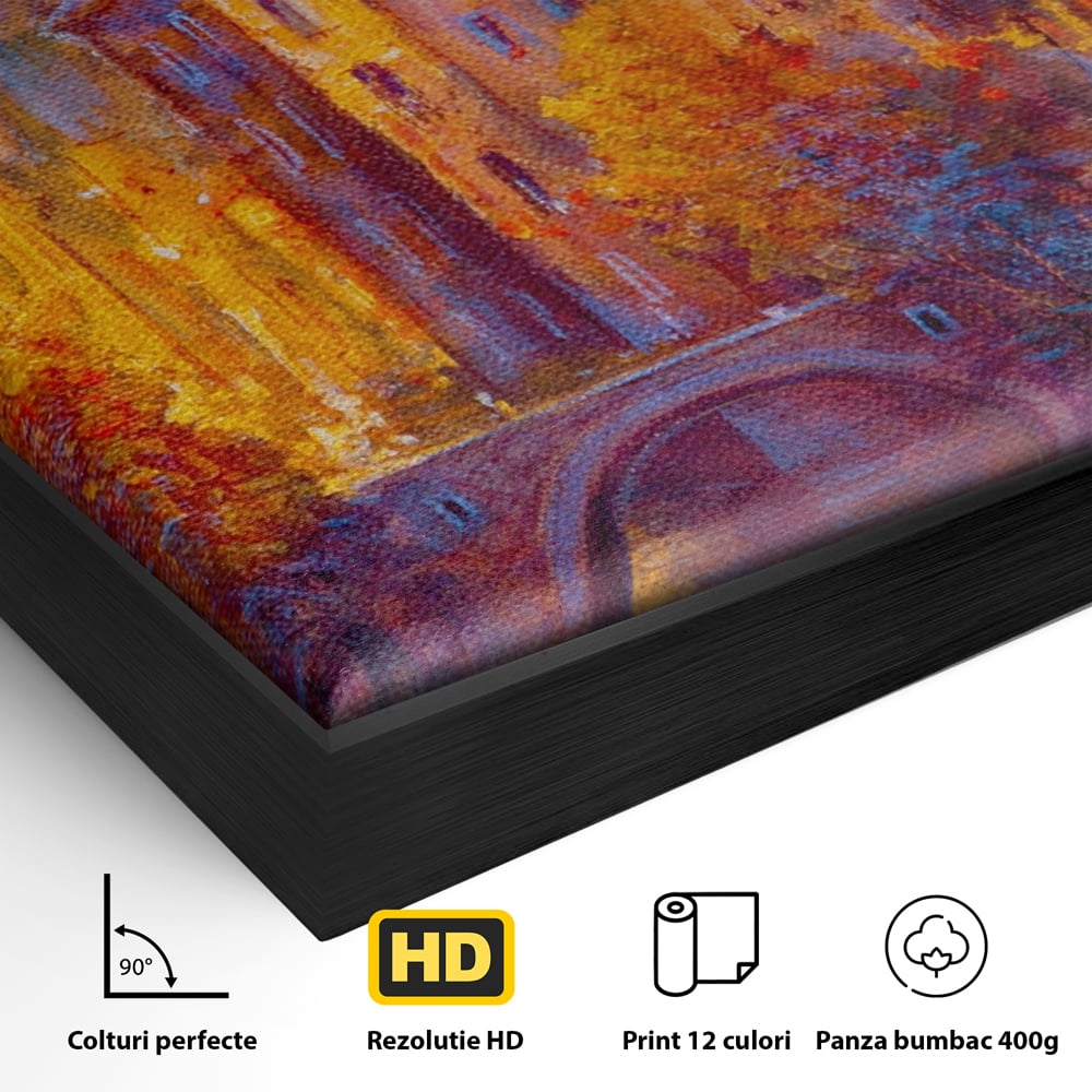 Tablou Canvas Premium LuxCanva® A1291, The Old City, Living, Arhitectura, Oras Vechi, Pod, Rau, Dormitor, Culori Vibrante