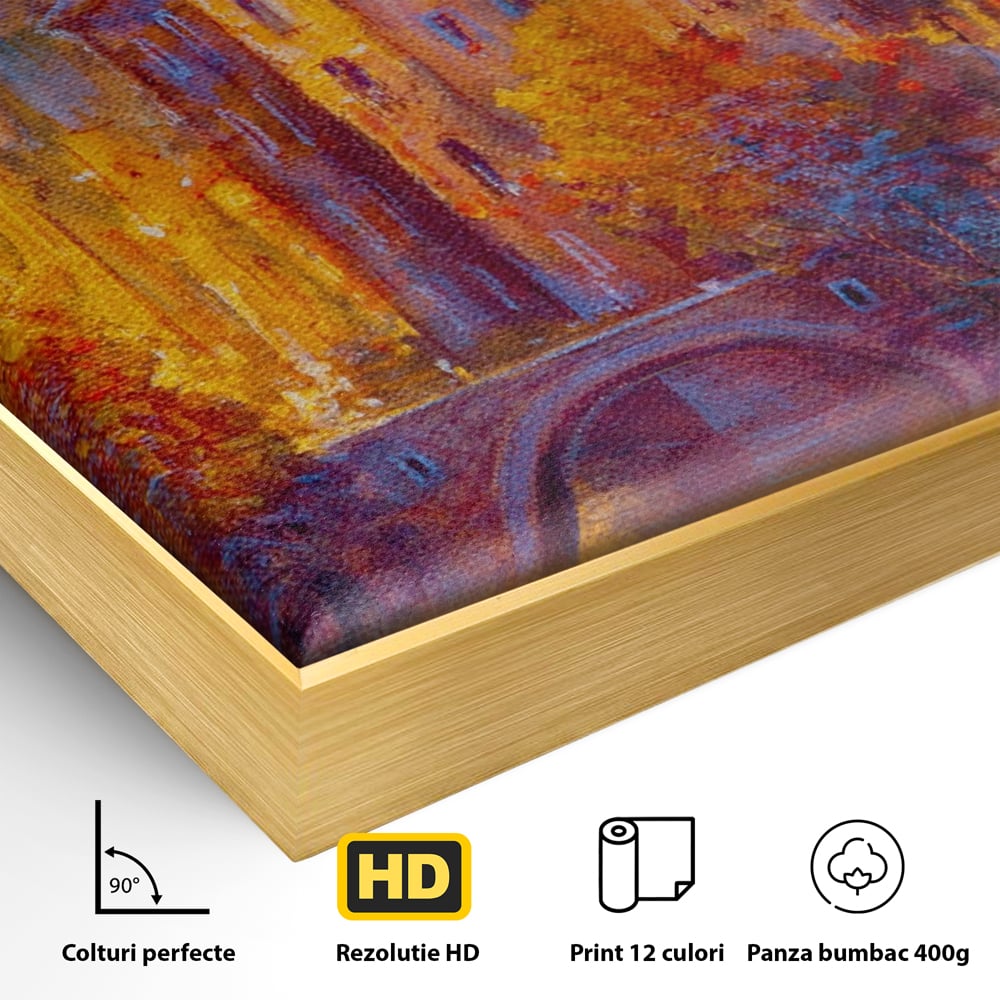 Tablou Canvas Premium LuxCanva® A1291, The Old City, Living, Arhitectura, Oras Vechi, Pod, Rau, Dormitor, Culori Vibrante