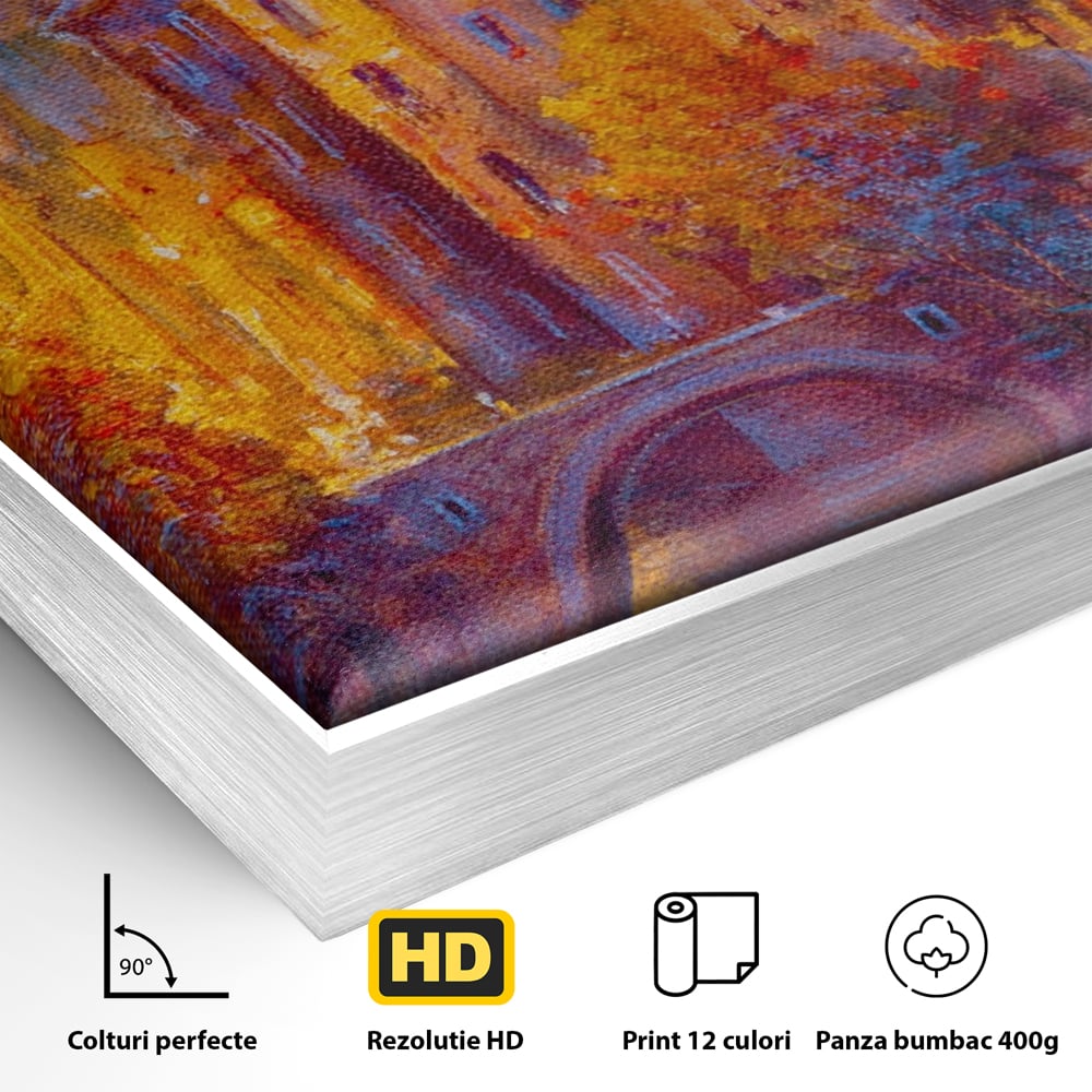 Tablou Canvas Premium LuxCanva® A1291, The Old City, Living, Arhitectura, Oras Vechi, Pod, Rau, Dormitor, Culori Vibrante