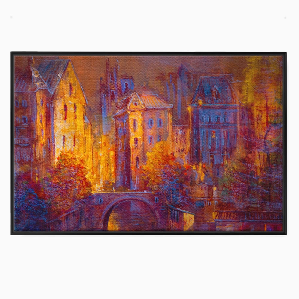Tablou Canvas Premium LuxCanva® A1291, The Old City, Living, Arhitectura, Oras Vechi, Pod, Rau, Dormitor, Culori Vibrante