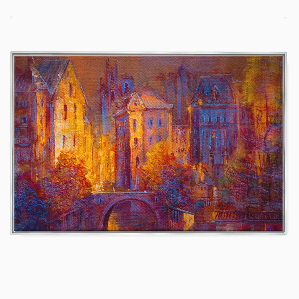 Tablou Canvas Premium LuxCanva® A1291, The Old City, Living, Arhitectura, Oras Vechi, Pod, Rau, Dormitor, Culori Vibrante