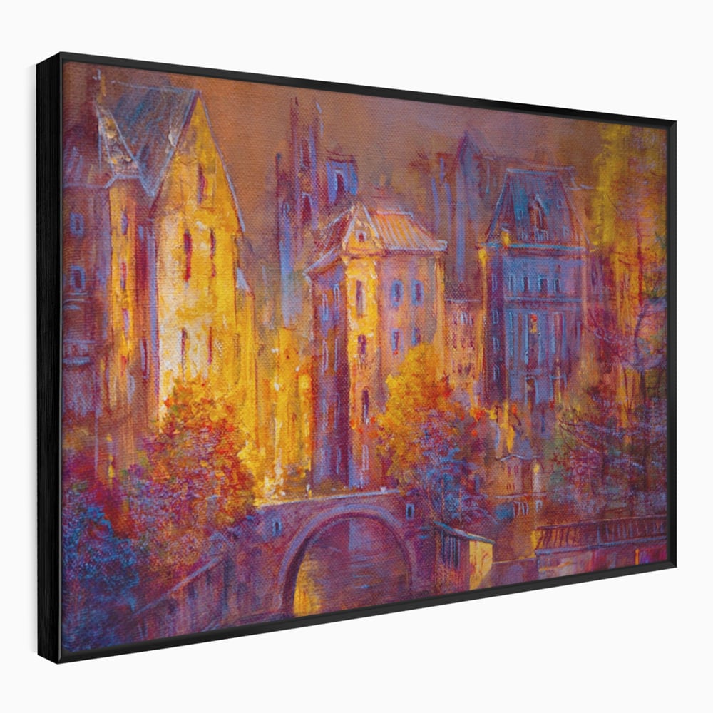 Tablou Canvas Premium LuxCanva® A1291, The Old City, Living, Arhitectura, Oras Vechi, Pod, Rau, Dormitor, Culori Vibrante