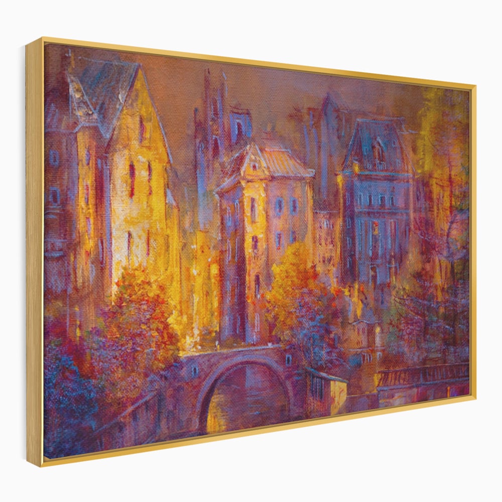Tablou Canvas Premium LuxCanva® A1291, The Old City, Living, Arhitectura, Oras Vechi, Pod, Rau, Dormitor, Culori Vibrante