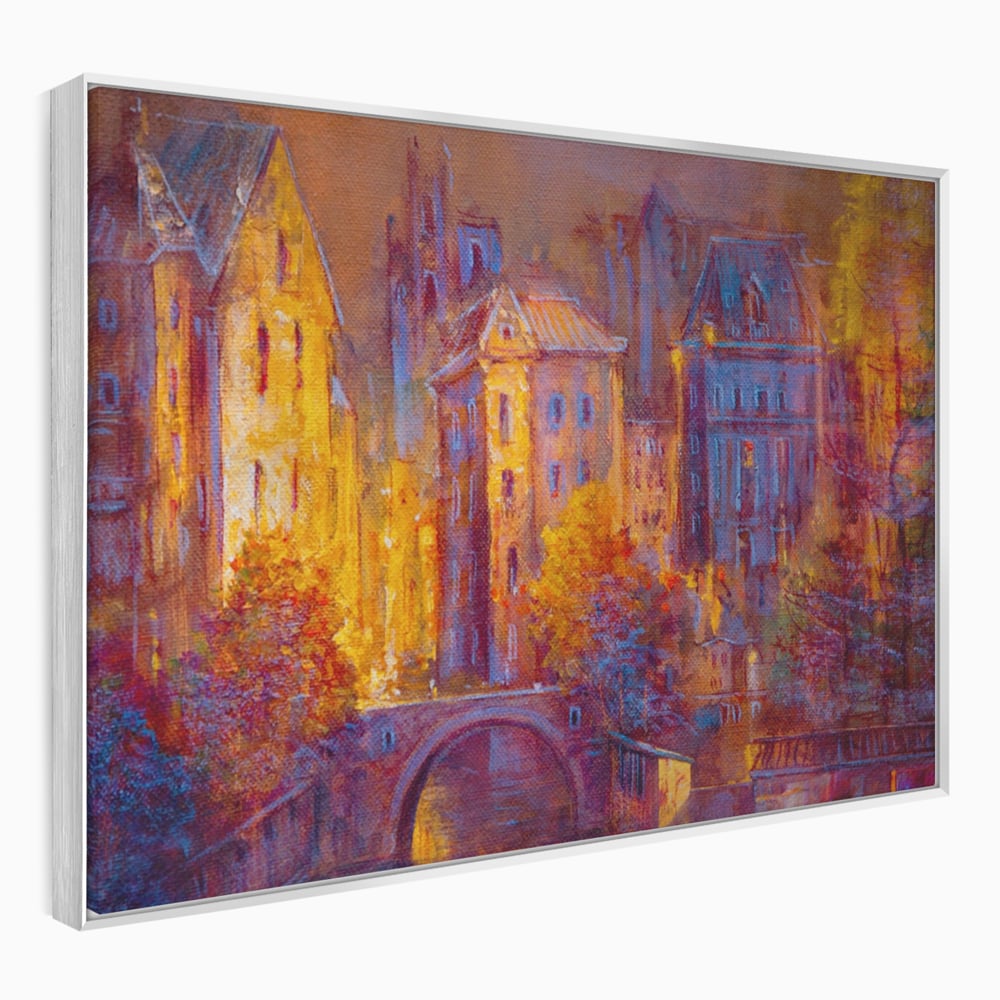 Tablou Canvas Premium LuxCanva® A1291, The Old City, Living, Arhitectura, Oras Vechi, Pod, Rau, Dormitor, Culori Vibrante