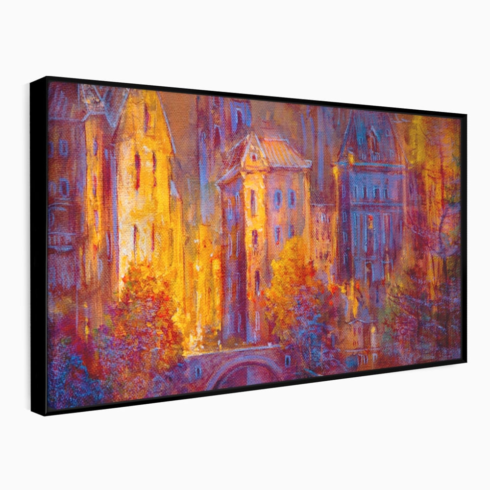 Tablou Canvas Premium LuxCanva® A1291, The Old City, Living, Arhitectura, Oras Vechi, Pod, Rau, Dormitor, Culori Vibrante