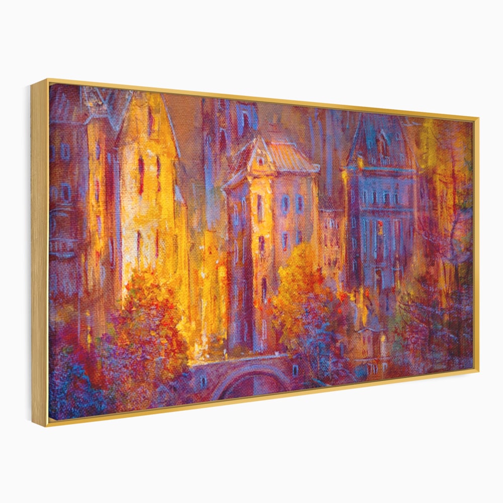 Tablou Canvas Premium LuxCanva® A1291, The Old City, Living, Arhitectura, Oras Vechi, Pod, Rau, Dormitor, Culori Vibrante