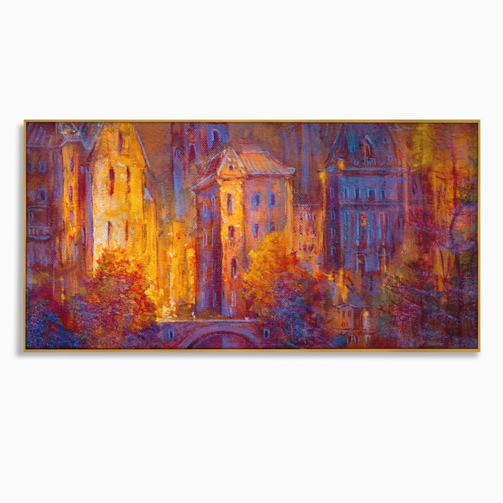 Tablou Canvas Premium LuxCanva® A1291, The Old City, Living, Arhitectura, Oras Vechi, Pod, Rau, Dormitor, Culori Vibrante