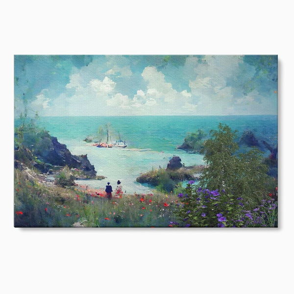 Leinwandbilder LuxCanva Premium-Leinwandbilder® A1292, Blauer Himmel, Wohnen, Sommer, Himmel, Menschen, Meer, Schlafzimmer, Lebendige Farben
