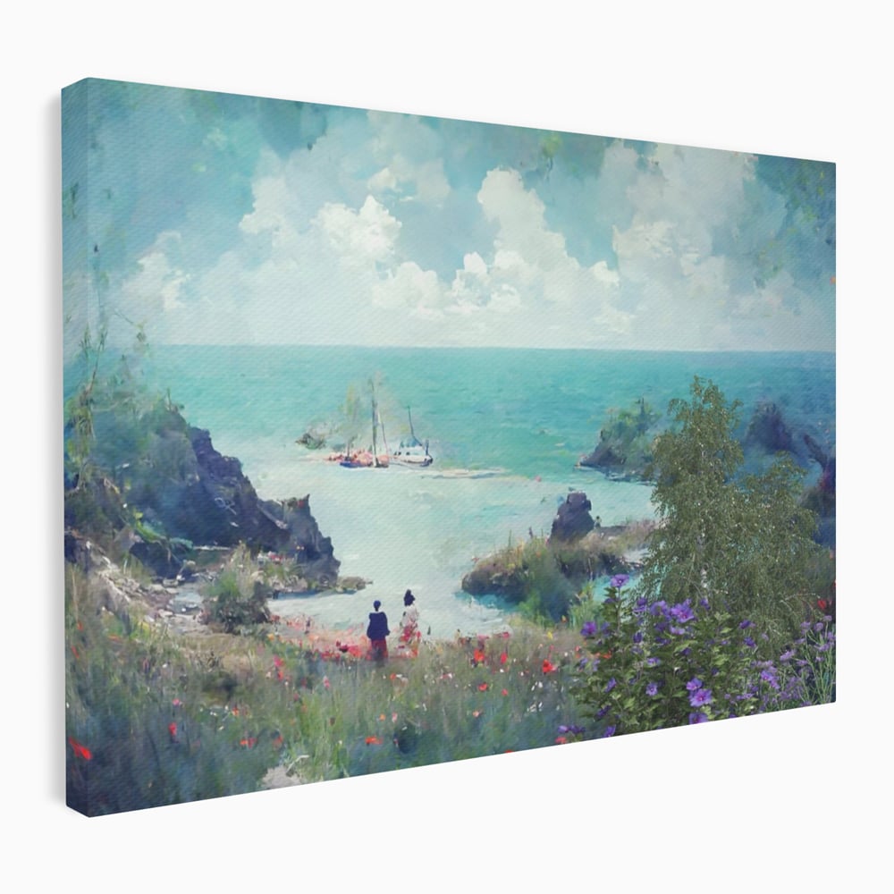 Leinwandbilder LuxCanva Premium-Leinwandbilder® A1292, Blauer Himmel, Wohnen, Sommer, Himmel, Menschen, Meer, Schlafzimmer, Lebendige Farben