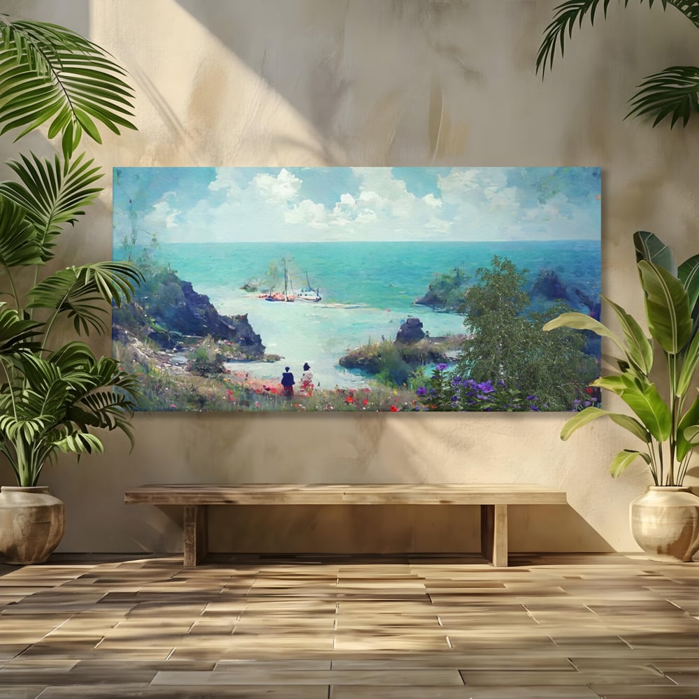 Tablou Canvas Premium LuxCanva® A1292, Blue Sky, Living, Vara, Cer, Oameni, Mare, Dormitor, Culori Vibrante