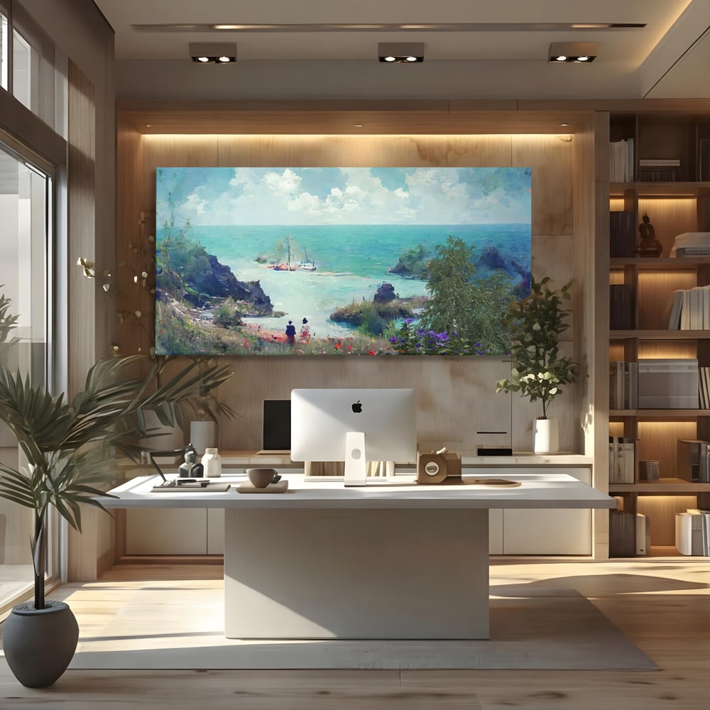 Tablou Canvas Premium LuxCanva® A1292, Blue Sky, Living, Vara, Cer, Oameni, Mare, Dormitor, Culori Vibrante