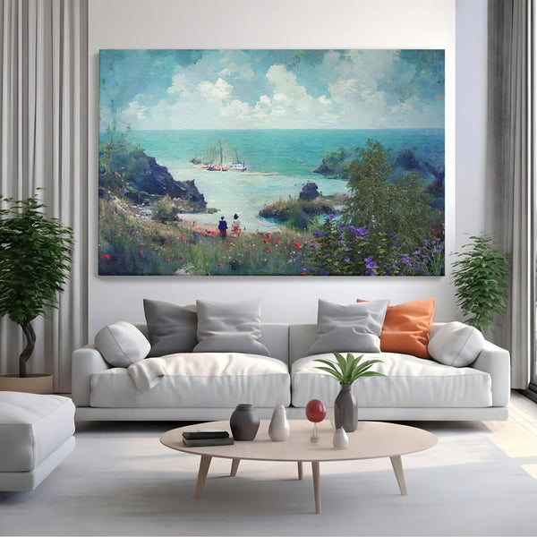 Leinwandbilder LuxCanva Premium-Leinwandbilder® A1292, Blauer Himmel, Wohnen, Sommer, Himmel, Menschen, Meer, Schlafzimmer, Lebendige Farben