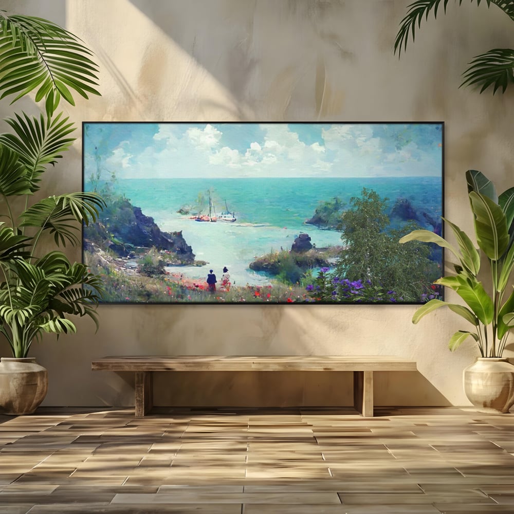 Tablou Canvas Premium LuxCanva® A1292, Blue Sky, Living, Vara, Cer, Oameni, Mare, Dormitor, Culori Vibrante