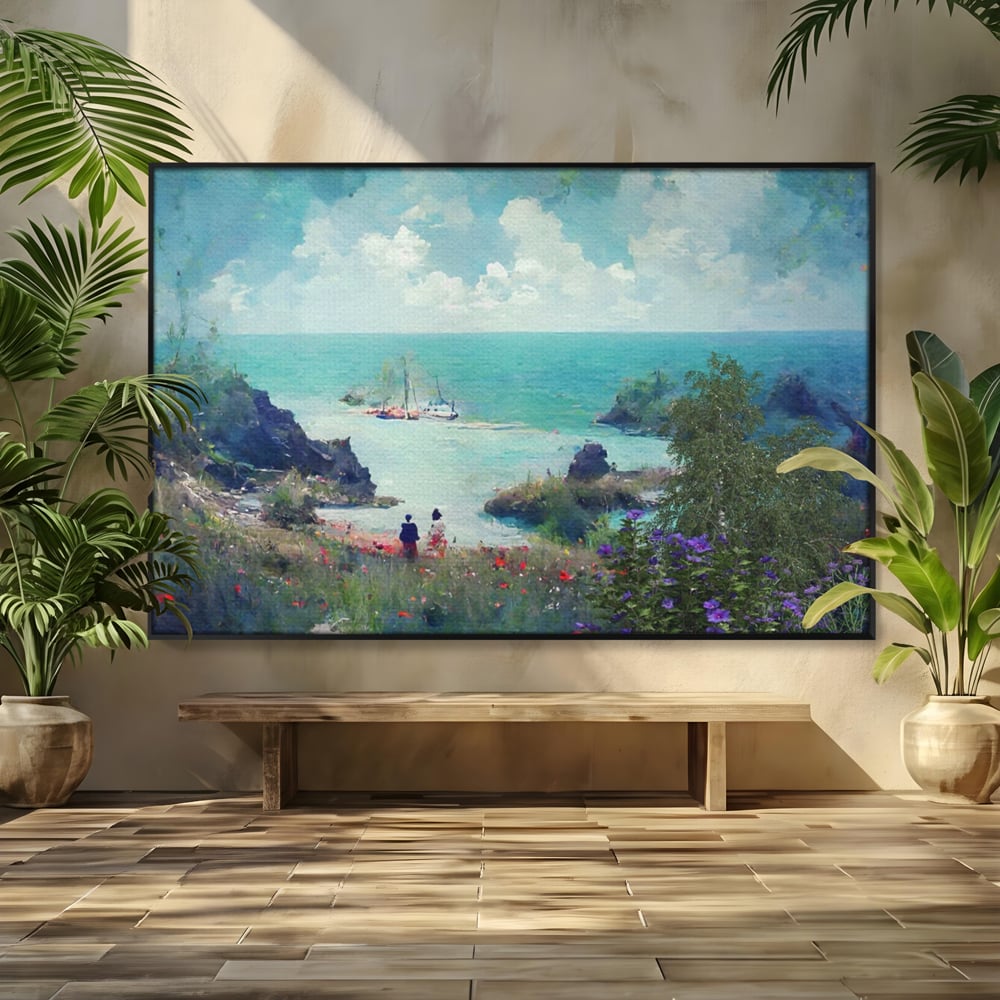 Tablou Canvas Premium LuxCanva® A1292, Blue Sky, Living, Vara, Cer, Oameni, Mare, Dormitor, Culori Vibrante