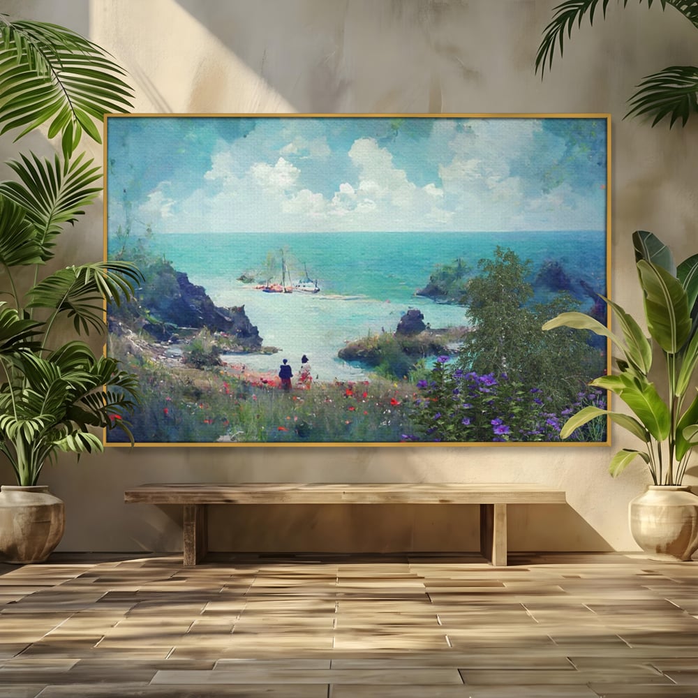 Tablou Canvas Premium LuxCanva® A1292, Blue Sky, Living, Vara, Cer, Oameni, Mare, Dormitor, Culori Vibrante