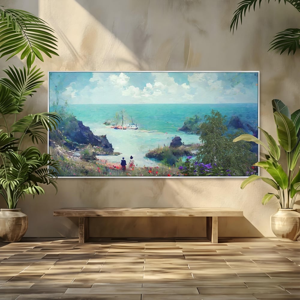 Tablou Canvas Premium LuxCanva® A1292, Blue Sky, Living, Vara, Cer, Oameni, Mare, Dormitor, Culori Vibrante