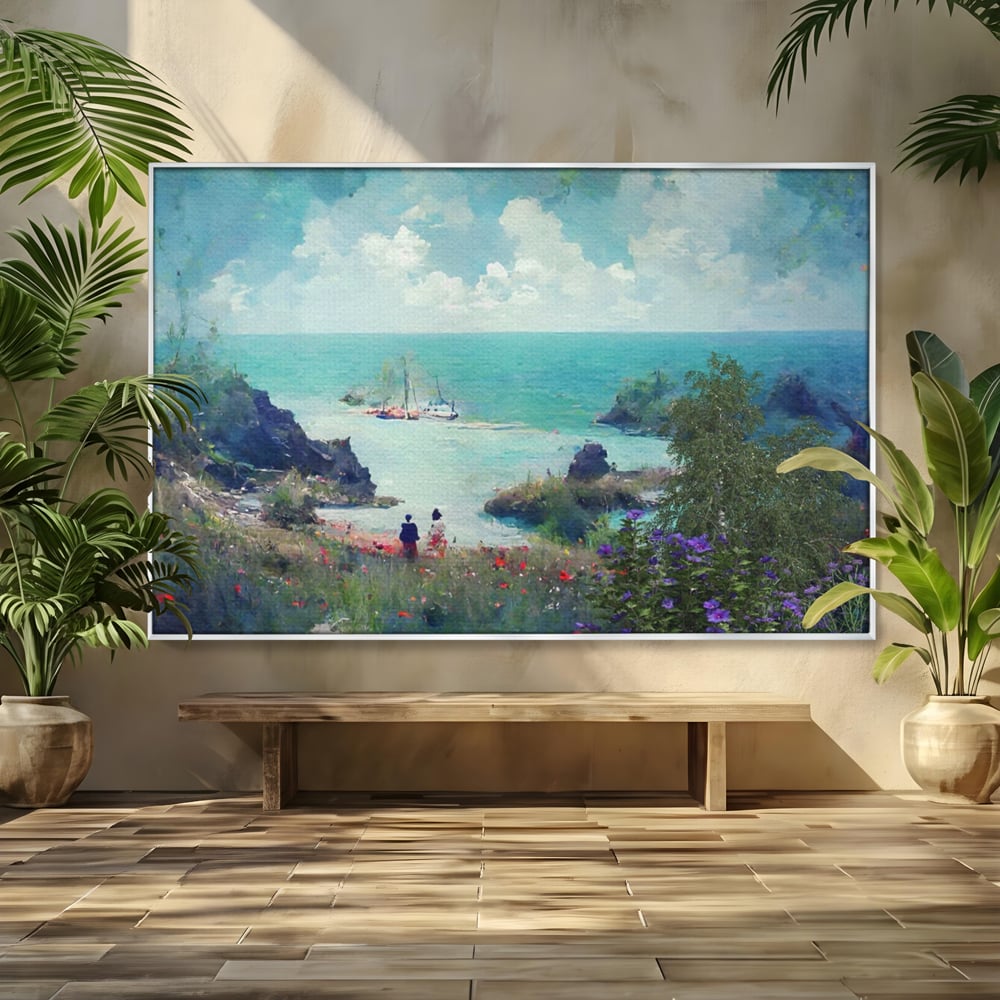 Tablou Canvas Premium LuxCanva® A1292, Blue Sky, Living, Vara, Cer, Oameni, Mare, Dormitor, Culori Vibrante