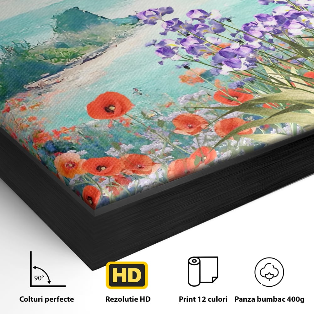 Tablou Canvas Premium LuxCanva® A1294, Flowers, Living, Mare, Plaja, Maci, Flori Violet, Dormitor, Culori Vibrante