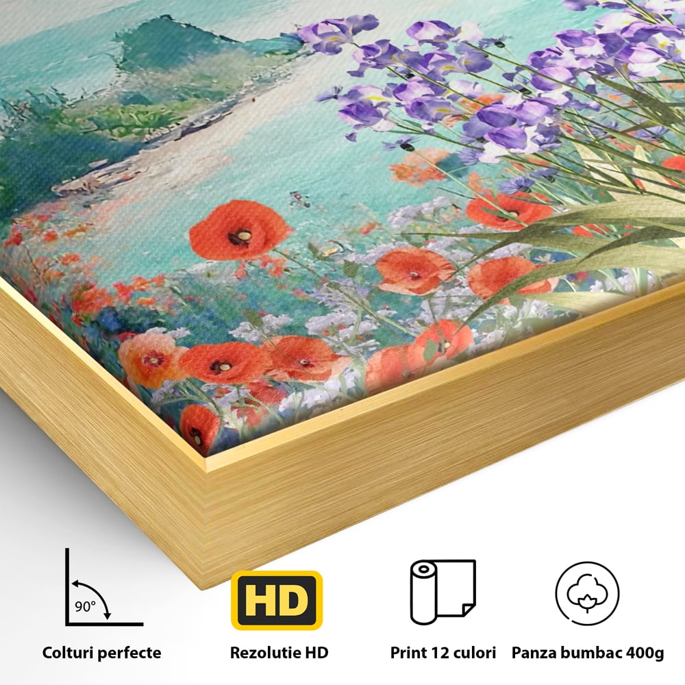 Tablou Canvas Premium LuxCanva® A1294, Flowers, Living, Mare, Plaja, Maci, Flori Violet, Dormitor, Culori Vibrante