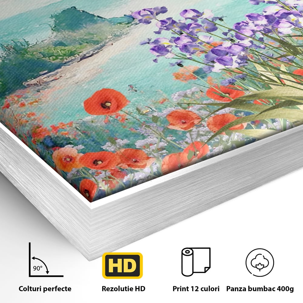 Tablou Canvas Premium LuxCanva® A1294, Flowers, Living, Mare, Plaja, Maci, Flori Violet, Dormitor, Culori Vibrante