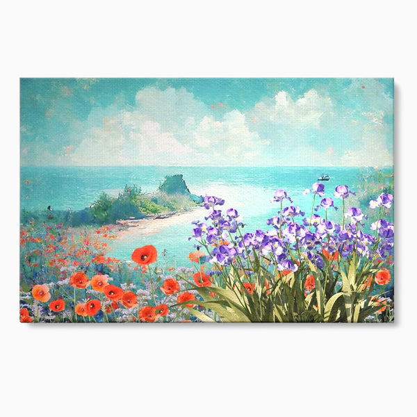 Tablou Canvas Premium LuxCanva® A1294, Flowers, Living, Mare, Plaja, Maci, Flori Violet, Dormitor, Culori Vibrante
