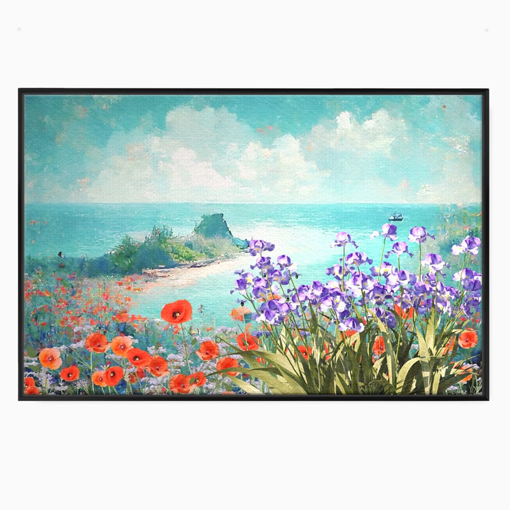 Tablou Canvas Premium LuxCanva® A1294, Flowers, Living, Mare, Plaja, Maci, Flori Violet, Dormitor, Culori Vibrante