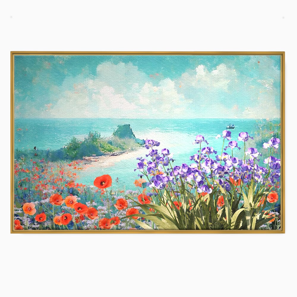 Tablou Canvas Premium LuxCanva® A1294, Flowers, Living, Mare, Plaja, Maci, Flori Violet, Dormitor, Culori Vibrante