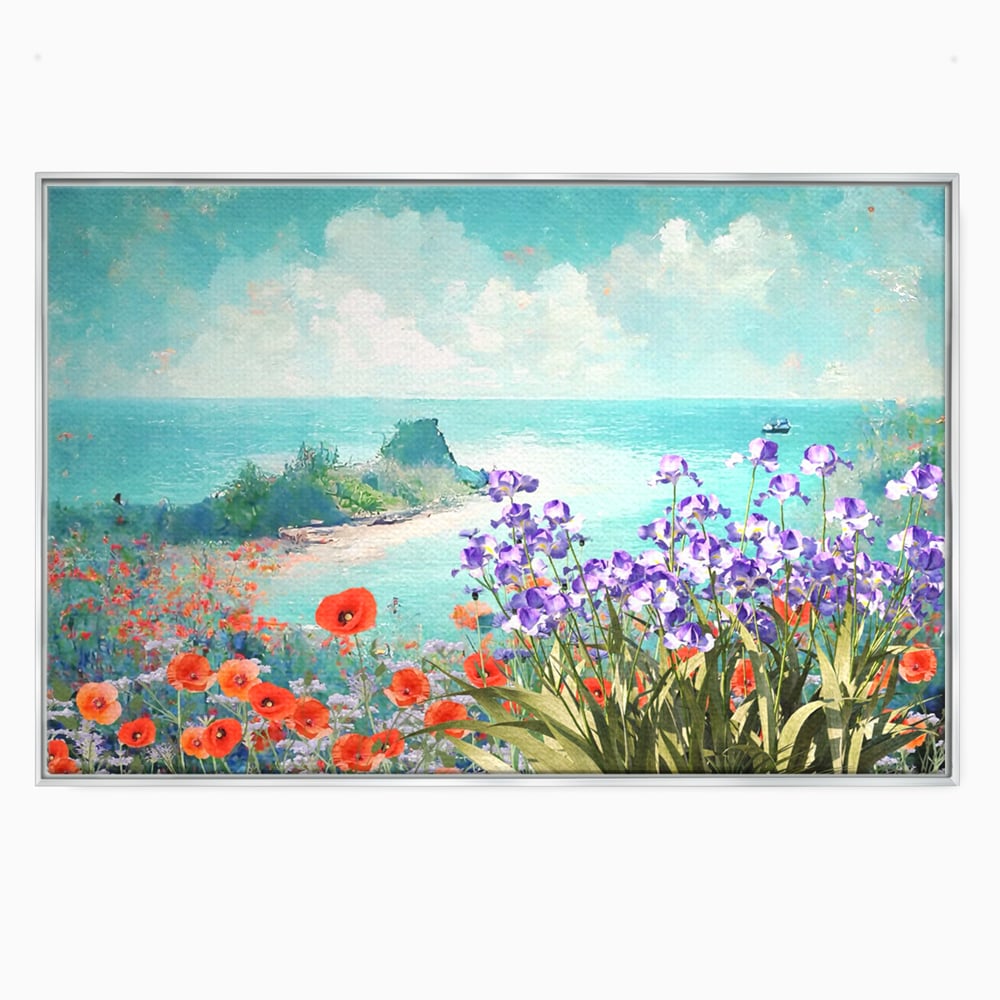 Tablou Canvas Premium LuxCanva® A1294, Flowers, Living, Mare, Plaja, Maci, Flori Violet, Dormitor, Culori Vibrante