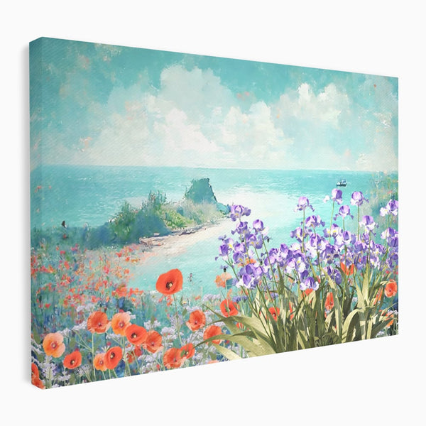 Tablou Canvas Premium LuxCanva® A1294, Flowers, Living, Mare, Plaja, Maci, Flori Violet, Dormitor, Culori Vibrante