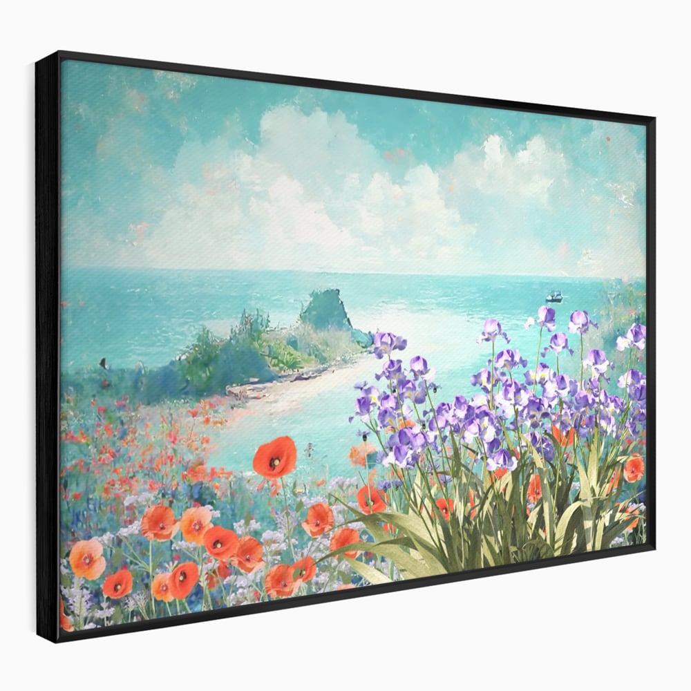 Tablou Canvas Premium LuxCanva® A1294, Flowers, Living, Mare, Plaja, Maci, Flori Violet, Dormitor, Culori Vibrante