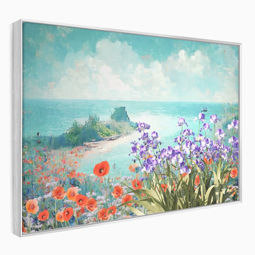 Tablou Canvas Premium LuxCanva® A1294, Flowers, Living, Mare, Plaja, Maci, Flori Violet, Dormitor, Culori Vibrante