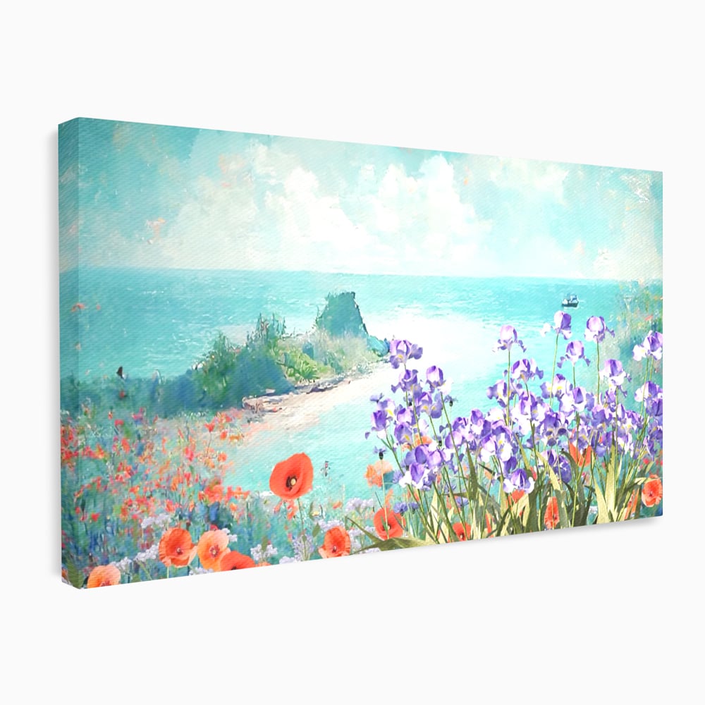 Tablou Canvas Premium LuxCanva® A1294, Flowers, Living, Mare, Plaja, Maci, Flori Violet, Dormitor, Culori Vibrante