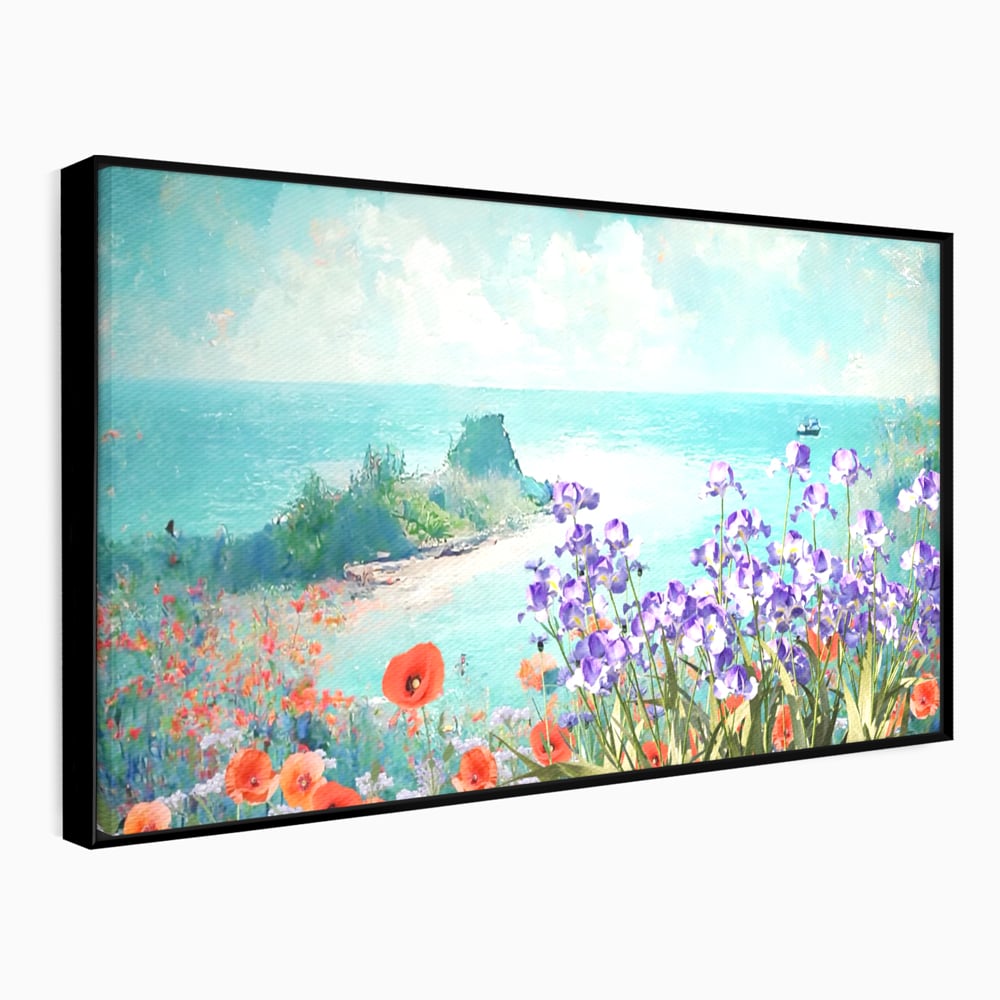 Tablou Canvas Premium LuxCanva® A1294, Flowers, Living, Mare, Plaja, Maci, Flori Violet, Dormitor, Culori Vibrante