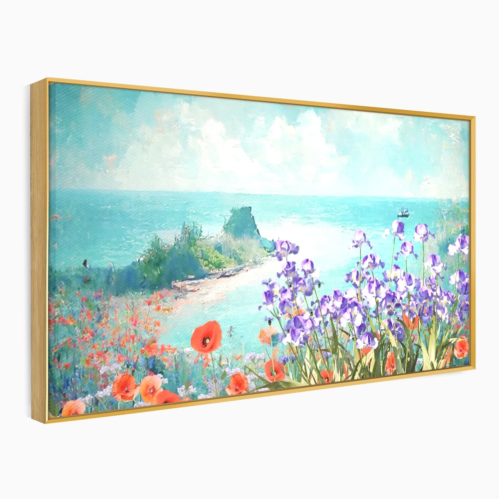 Tablou Canvas Premium LuxCanva® A1294, Flowers, Living, Mare, Plaja, Maci, Flori Violet, Dormitor, Culori Vibrante