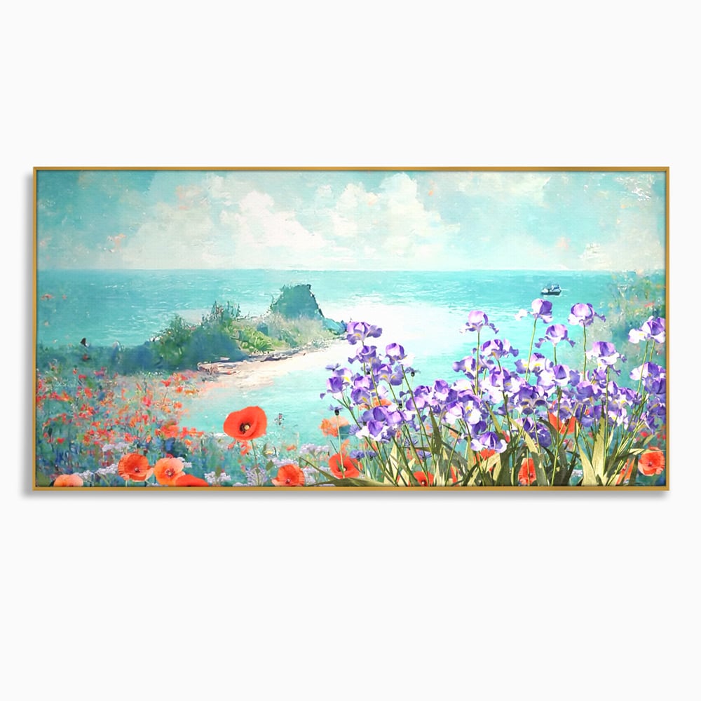 Tablou Canvas Premium LuxCanva® A1294, Flowers, Living, Mare, Plaja, Maci, Flori Violet, Dormitor, Culori Vibrante