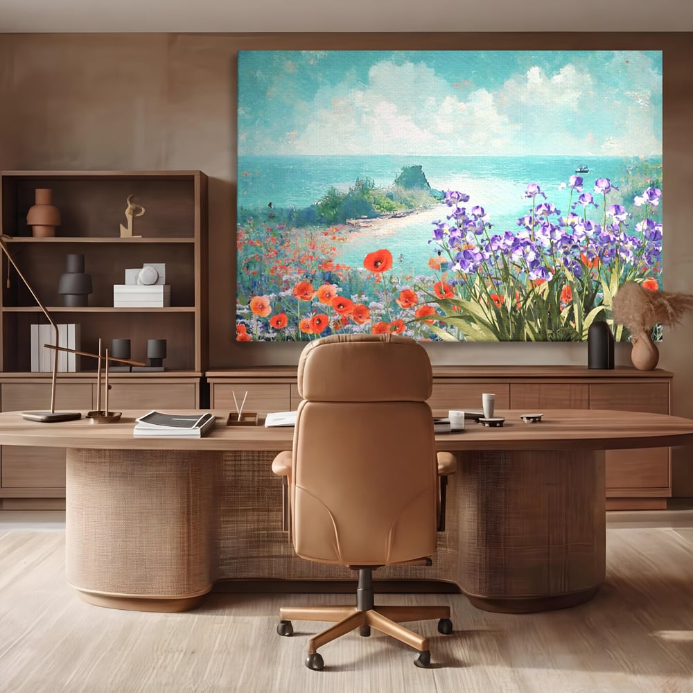 Tablou Canvas Premium LuxCanva® A1294, Flowers, Living, Mare, Plaja, Maci, Flori Violet, Dormitor, Culori Vibrante