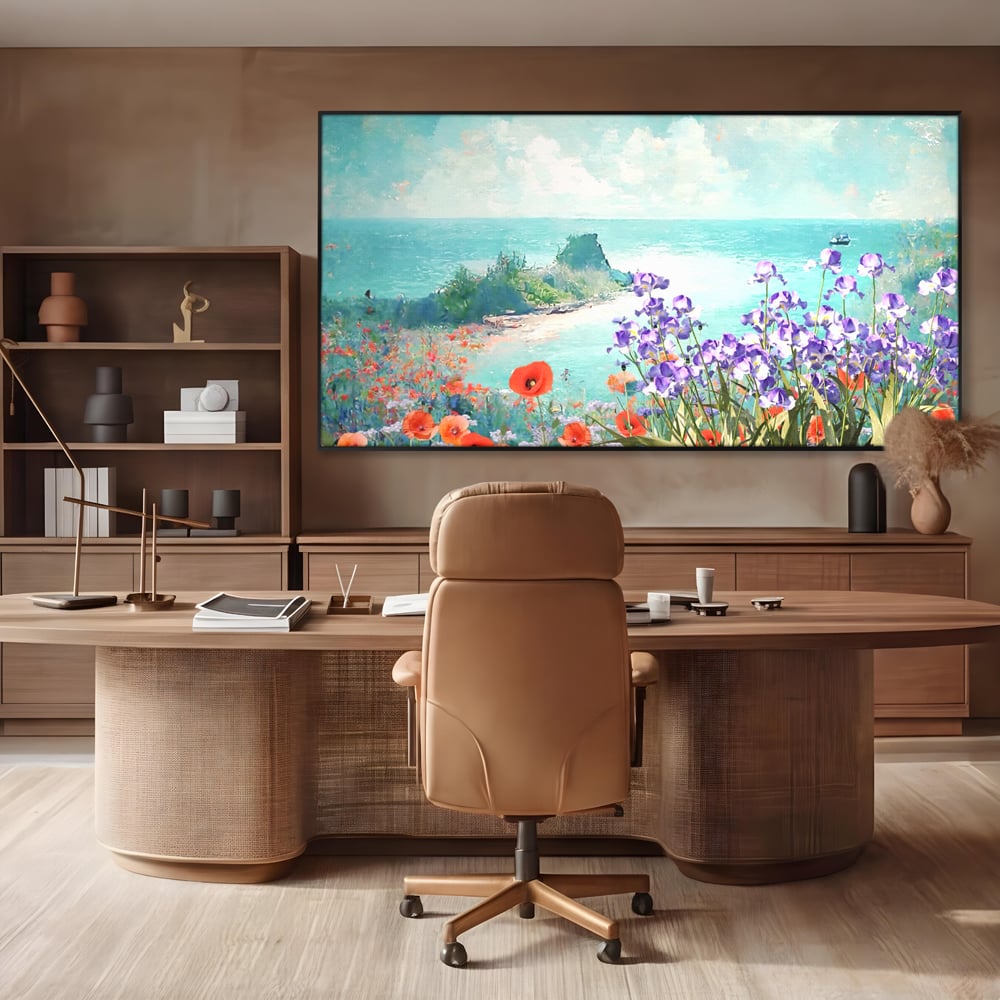 Tablou Canvas Premium LuxCanva® A1294, Flowers, Living, Mare, Plaja, Maci, Flori Violet, Dormitor, Culori Vibrante