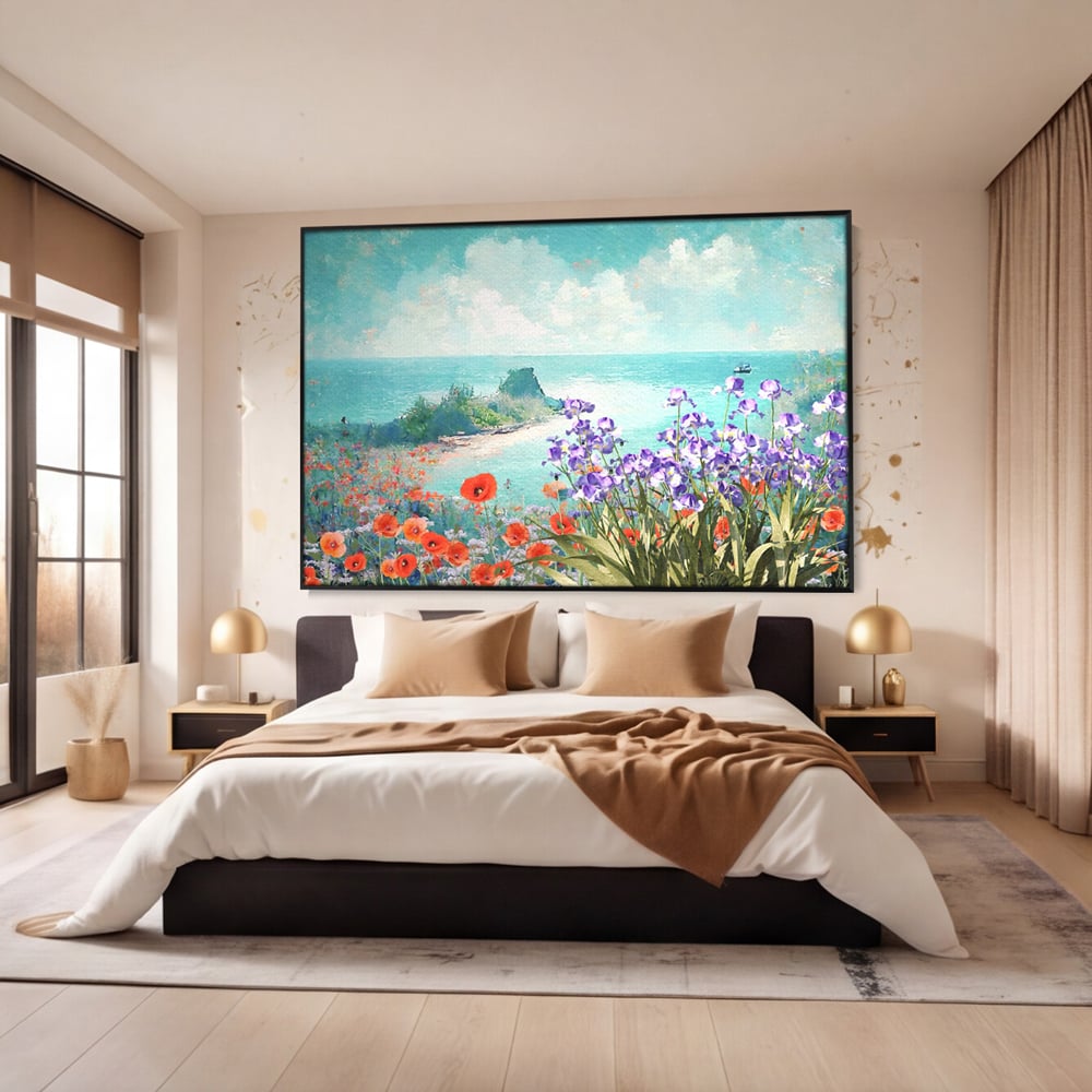 Tablou Canvas Premium LuxCanva® A1294, Flowers, Living, Mare, Plaja, Maci, Flori Violet, Dormitor, Culori Vibrante