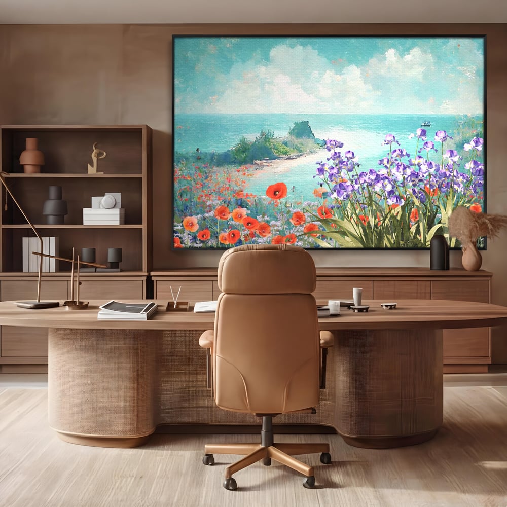 Tablou Canvas Premium LuxCanva® A1294, Flowers, Living, Mare, Plaja, Maci, Flori Violet, Dormitor, Culori Vibrante