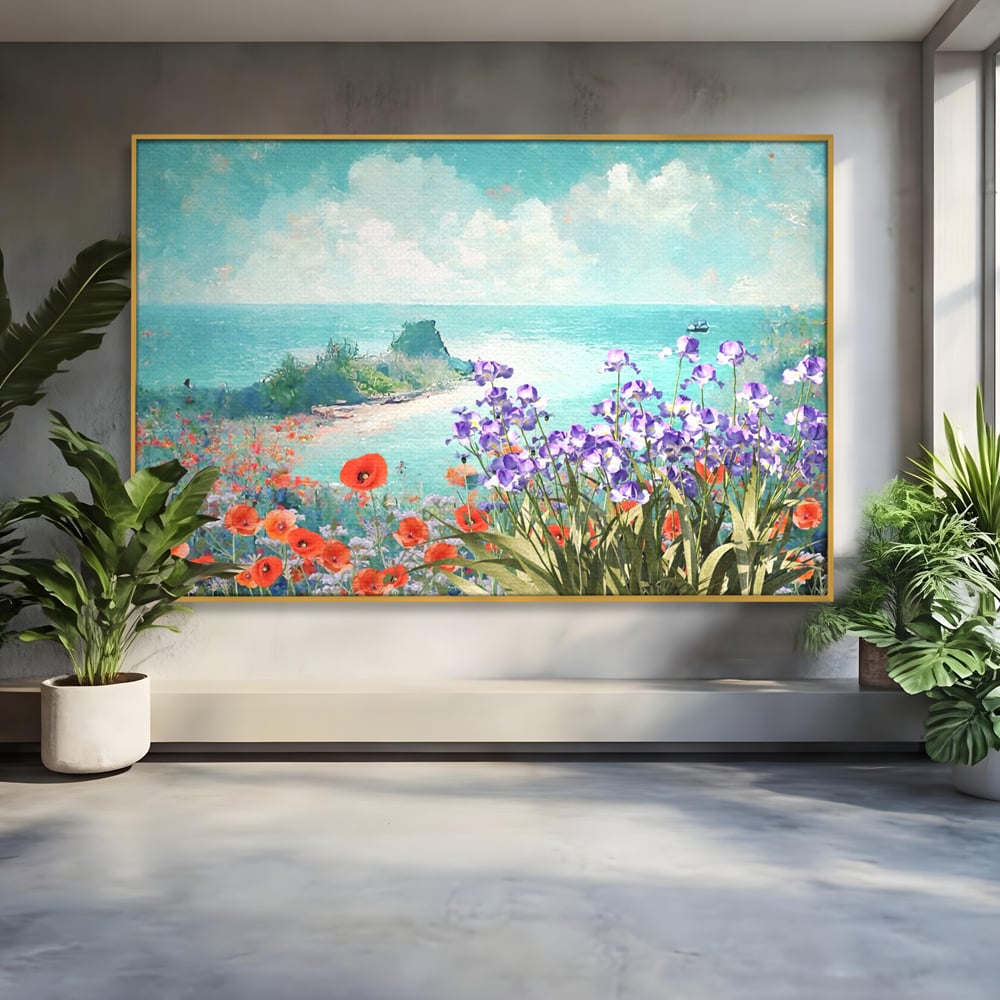 Tablou Canvas Premium LuxCanva® A1294, Flowers, Living, Mare, Plaja, Maci, Flori Violet, Dormitor, Culori Vibrante