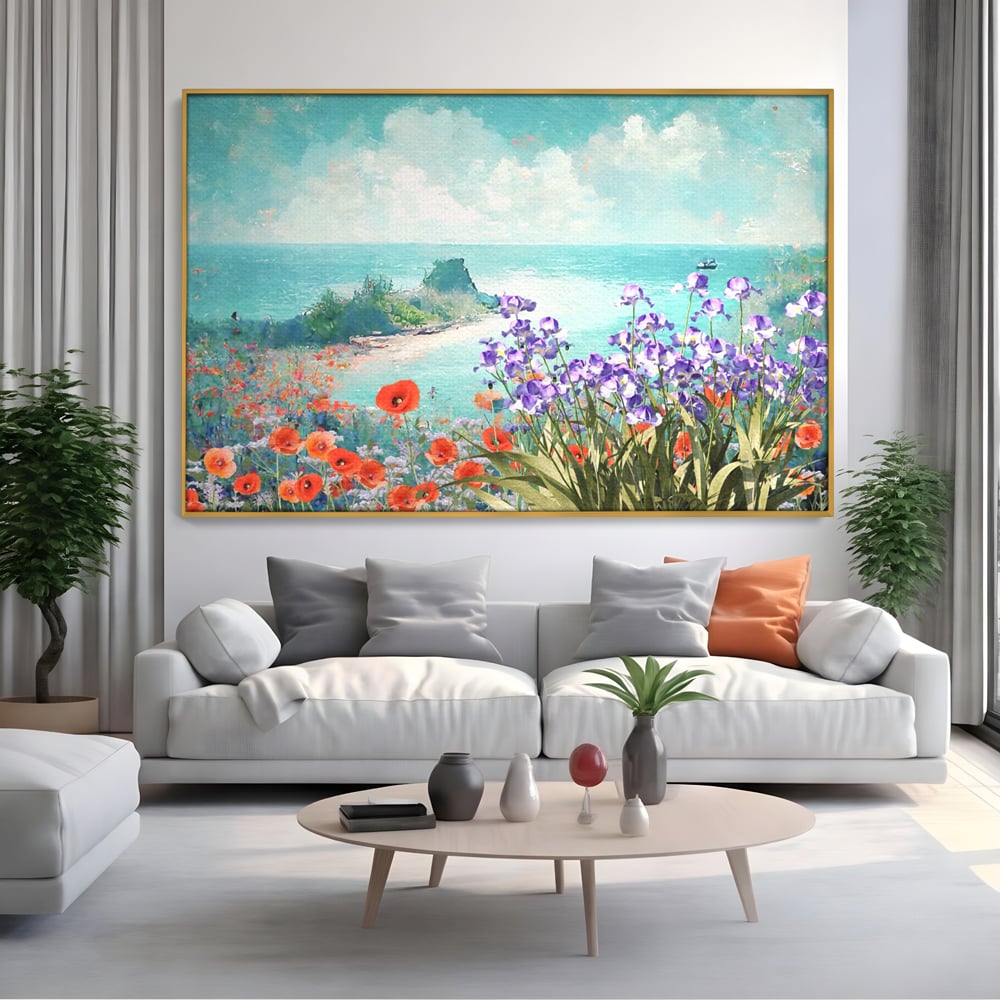 Tablou Canvas Premium LuxCanva® A1294, Flowers, Living, Mare, Plaja, Maci, Flori Violet, Dormitor, Culori Vibrante