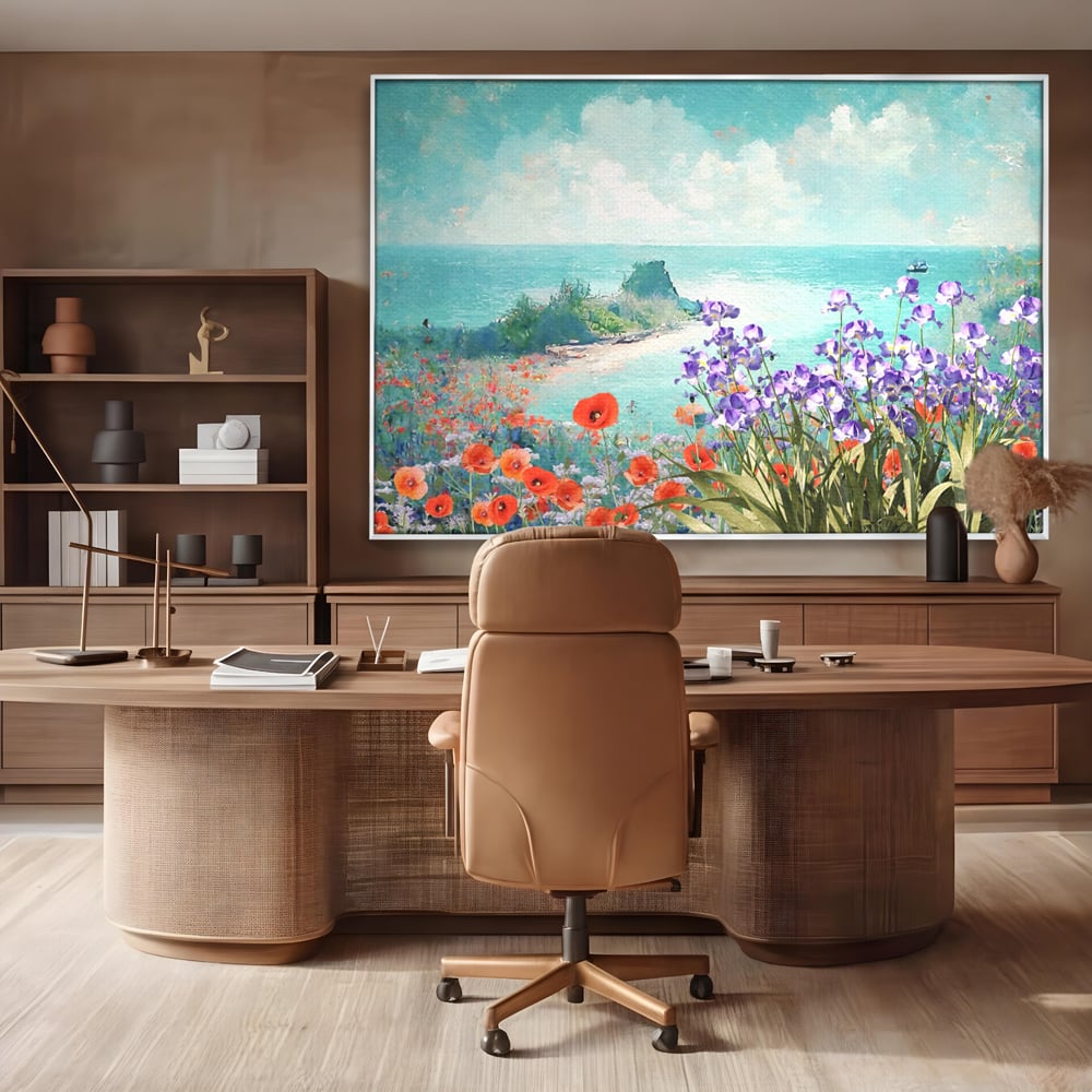 Tablou Canvas Premium LuxCanva® A1294, Flowers, Living, Mare, Plaja, Maci, Flori Violet, Dormitor, Culori Vibrante