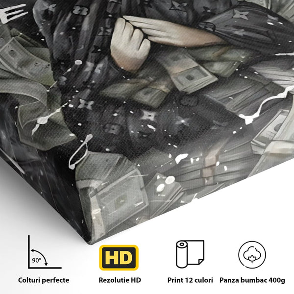 Tablou Canvas Premium, LuxCanva® A1295, Scrooge Money, Living, Desene Animate, Bani, Dolar, Birou, Culori Vibrante