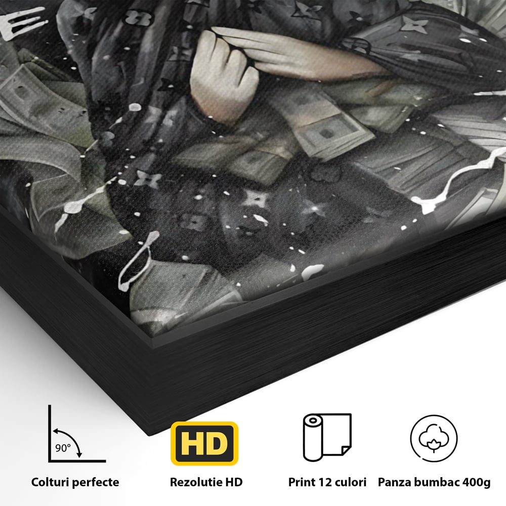 Tablou Canvas Premium, LuxCanva® A1295, Scrooge Money, Living, Desene Animate, Bani, Dolar, Birou, Culori Vibrante