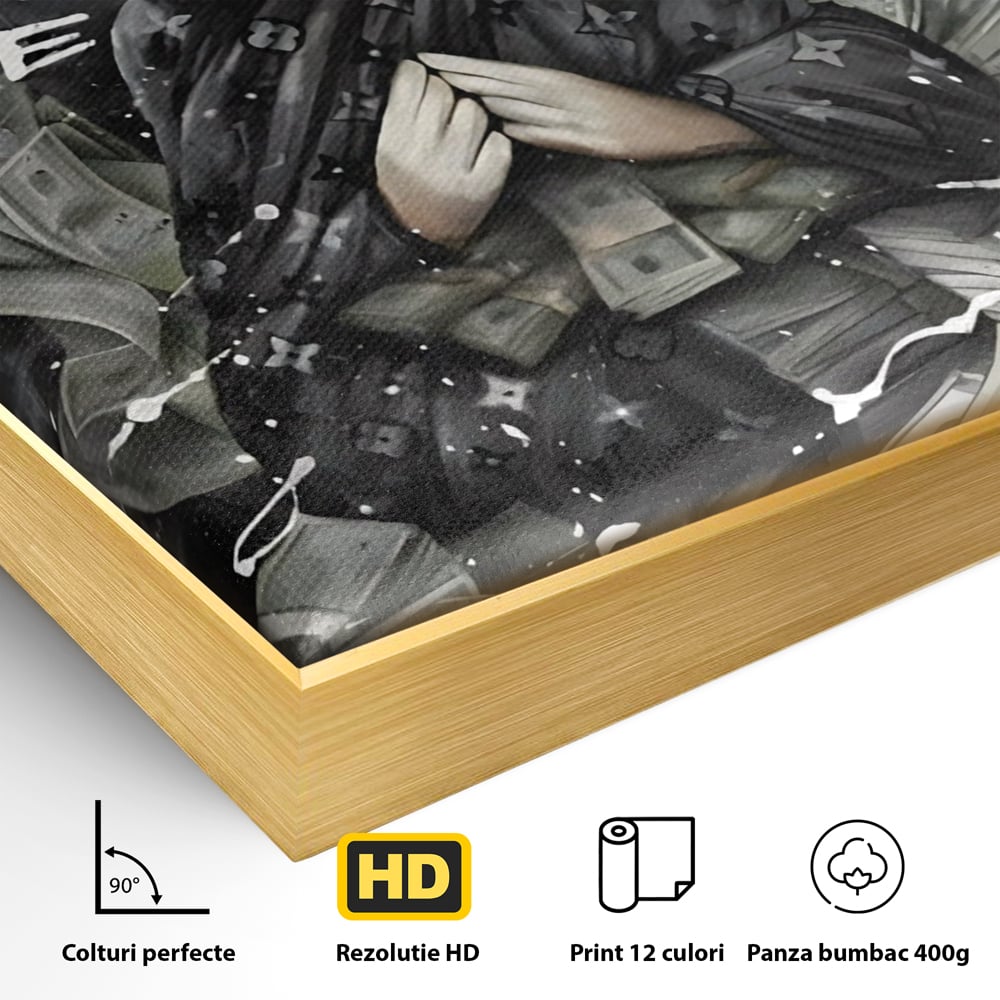 Tablou Canvas Premium, LuxCanva® A1295, Scrooge Money, Living, Desene Animate, Bani, Dolar, Birou, Culori Vibrante
