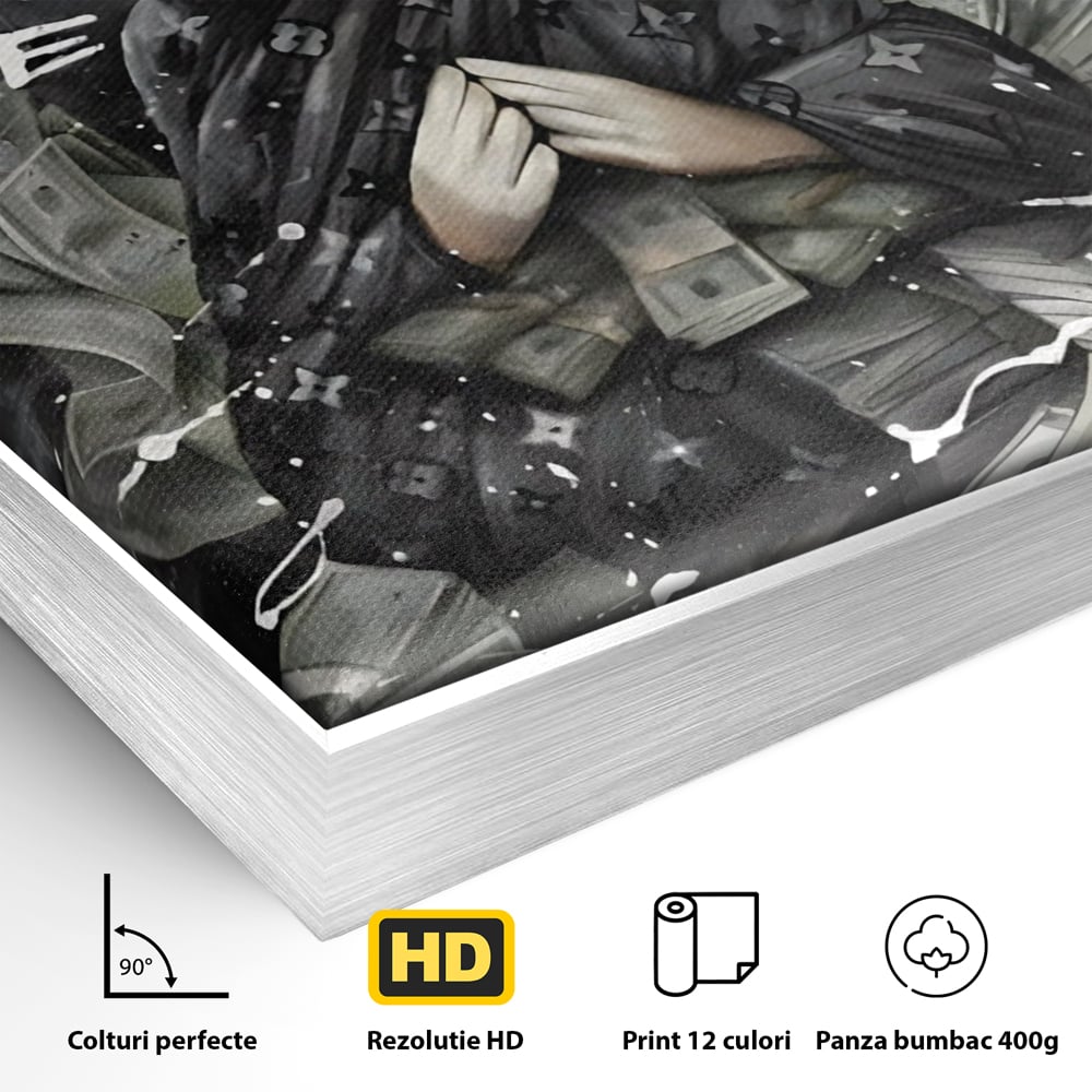 Tablou Canvas Premium, LuxCanva® A1295, Scrooge Money, Living, Desene Animate, Bani, Dolar, Birou, Culori Vibrante