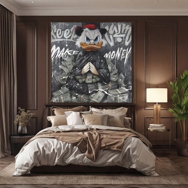 Tablou Canvas Premium, LuxCanva® A1295, Scrooge Money, Living, Desene Animate, Bani, Dolar, Birou, Culori Vibrante