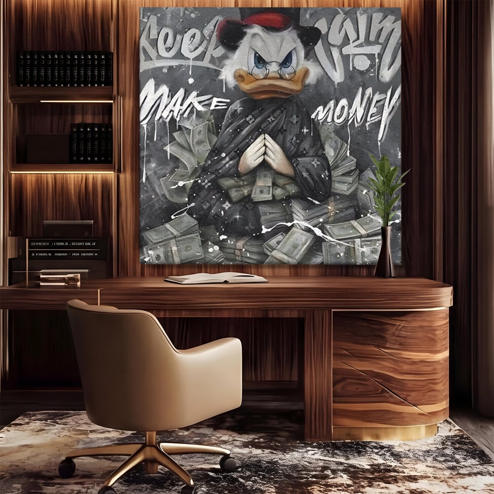 Tablou Canvas Premium, LuxCanva® A1295, Scrooge Money, Living, Desene Animate, Bani, Dolar, Birou, Culori Vibrante