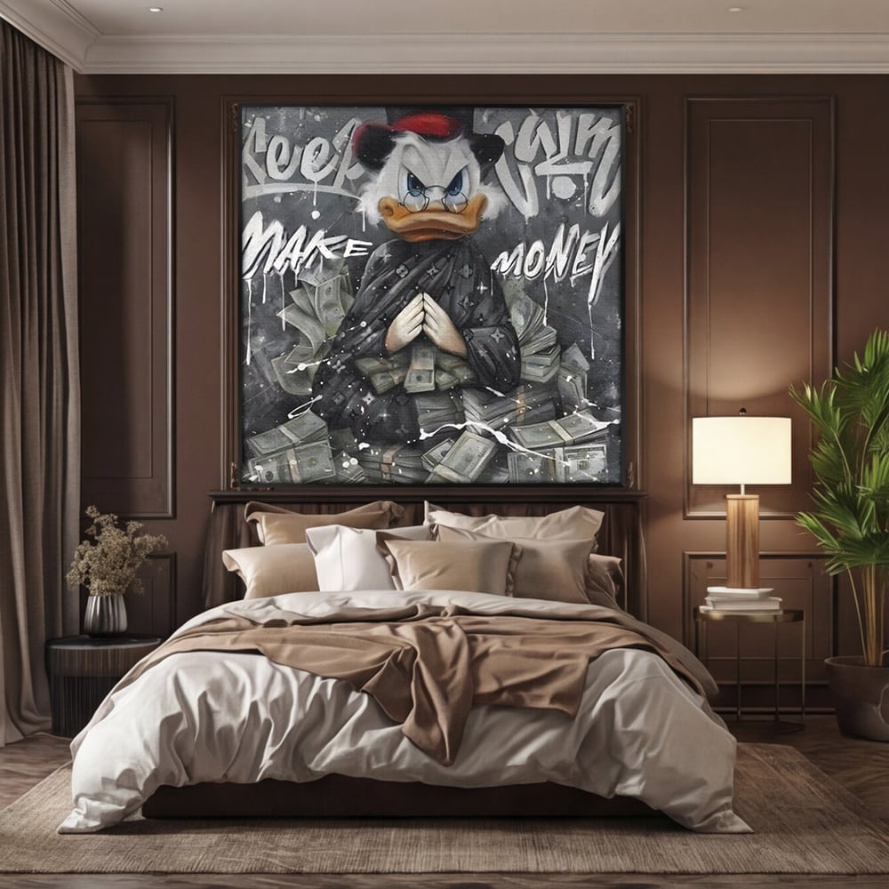 Tablou Canvas Premium, LuxCanva® A1295, Scrooge Money, Living, Desene Animate, Bani, Dolar, Birou, Culori Vibrante