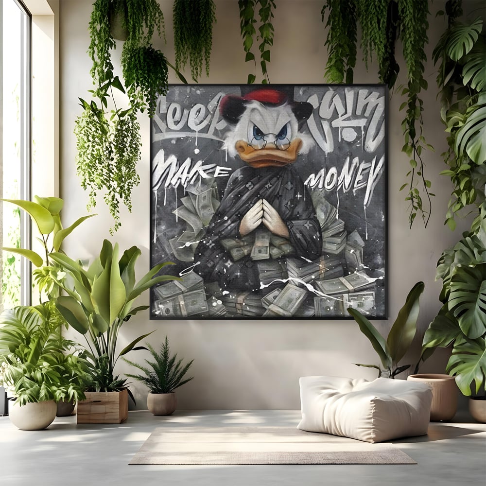 Tablou Canvas Premium, LuxCanva® A1295, Scrooge Money, Living, Desene Animate, Bani, Dolar, Birou, Culori Vibrante
